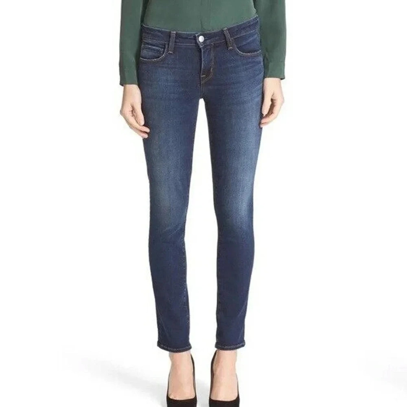 Nwot L'agence Coco Mid Rise Slim Straight Jeans Size 24 Blue #9na53